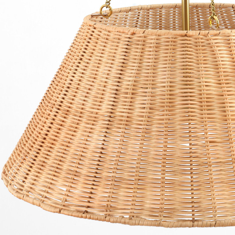 Lustre suspendu moderne en rotin 3 lumières tissé à la main, Brun