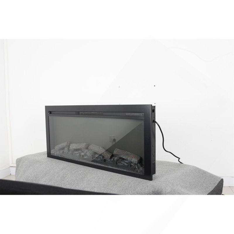 44" Wall Recessed Electric Fireplace With Remote And Imitation Flame, LED Light Heater