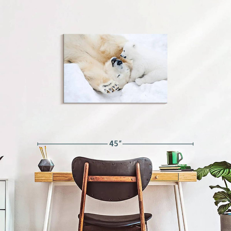 Brampt Polar Bear With Her Cub, 20" H x 30" W