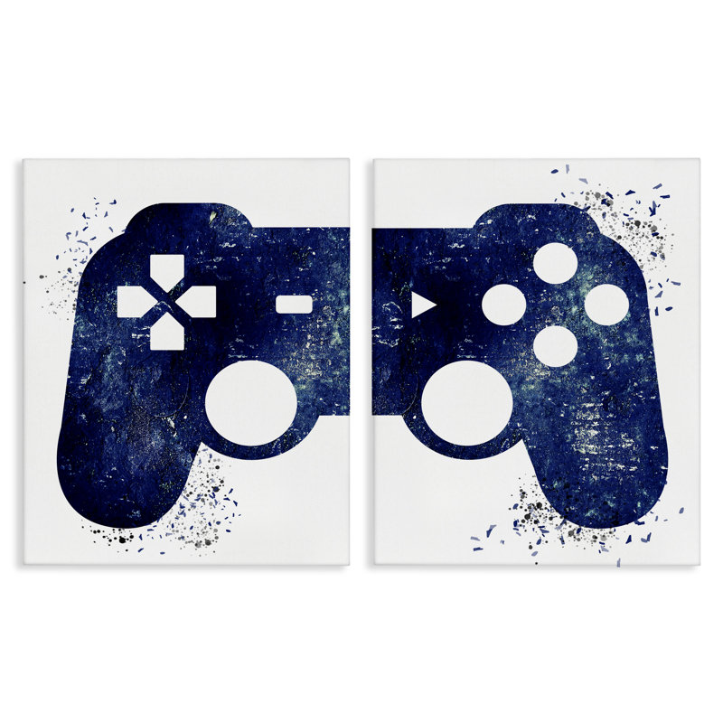  Ensemble de 2 toiles murales bleues modernes par Kim Allen, H 20 po x l 16 po