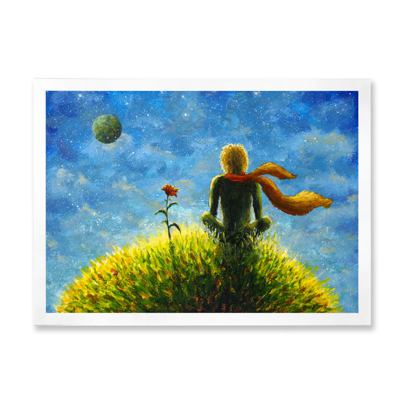 " Tale Boy Rose Planet ", White Picture Framed, 16" H x 32" W x 1" D
