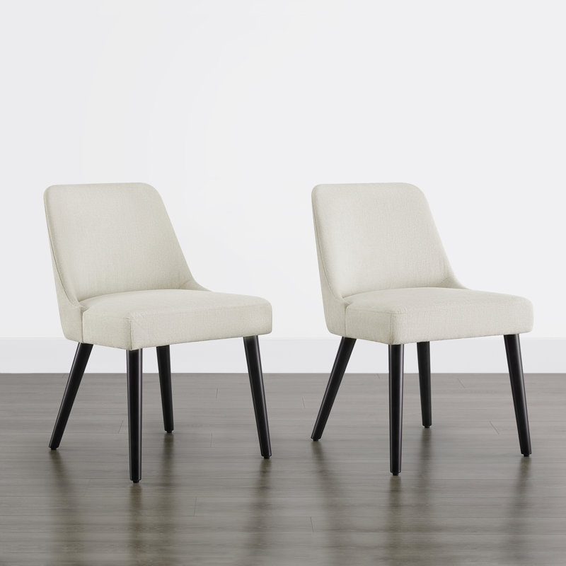 Brently Solid Wood Upholstered Side Chair Dining Chair, Cream