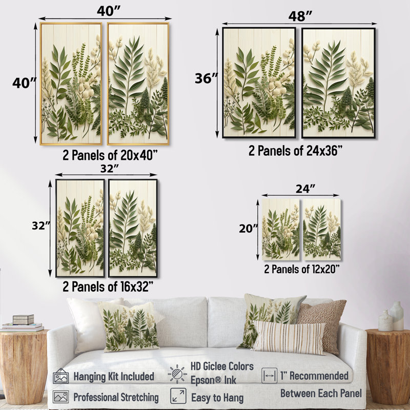 Herbs Chive Symphony 3 - 2 impressions sur toile traditionnelles, Brun, H 36 po x l 48 po