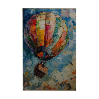 Pastel Themed Multicolor Flying Hot Air Balloon Pattern Modern Decorative Machine Washable Rug