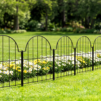 10 Panels, Metal Garden Edging Fence, No-Dig, Black
