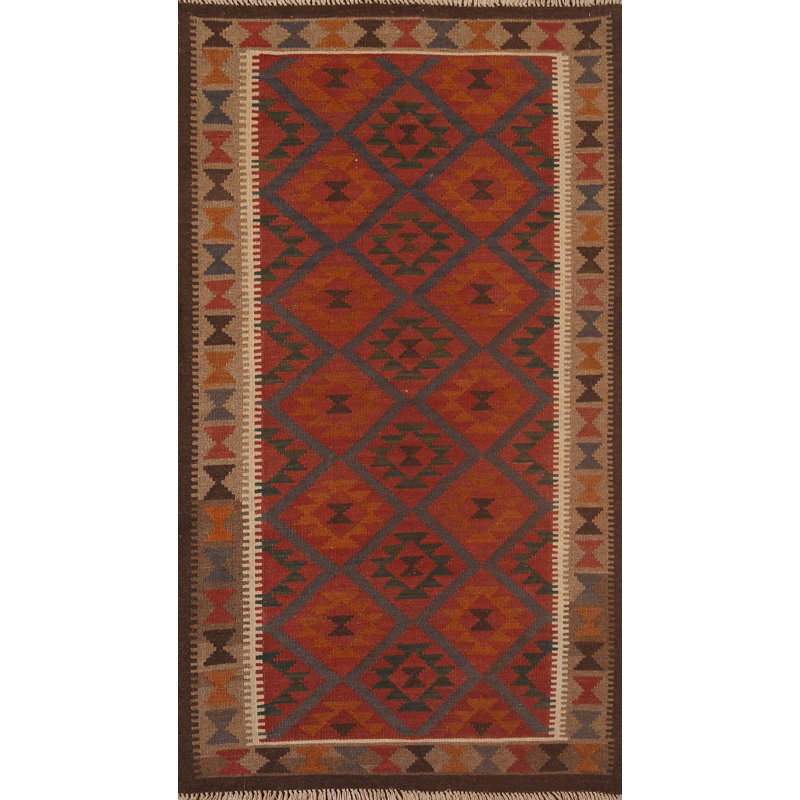 Geometric Kilim Oriental Runner Rug 3x7