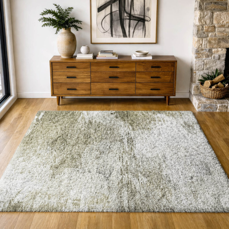 Tapis à poil long de qualité supérieure lavable à la machine ADS595, Taupe, 5 pi x 7 pi 6 po