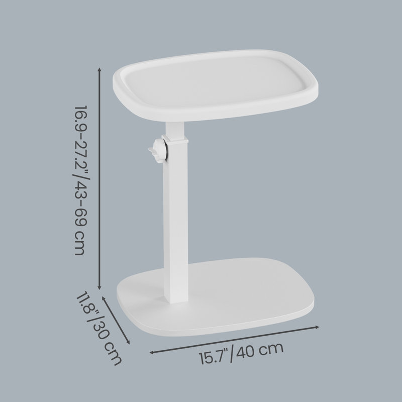 Tray Top Pedestal End Table, White, White