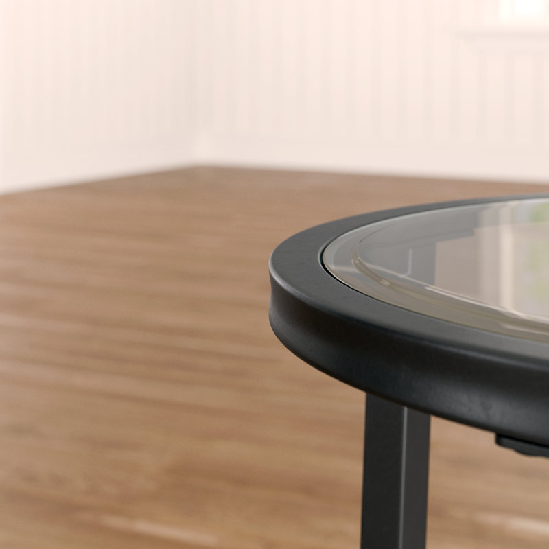 Edmont Glass Top End Table, Black