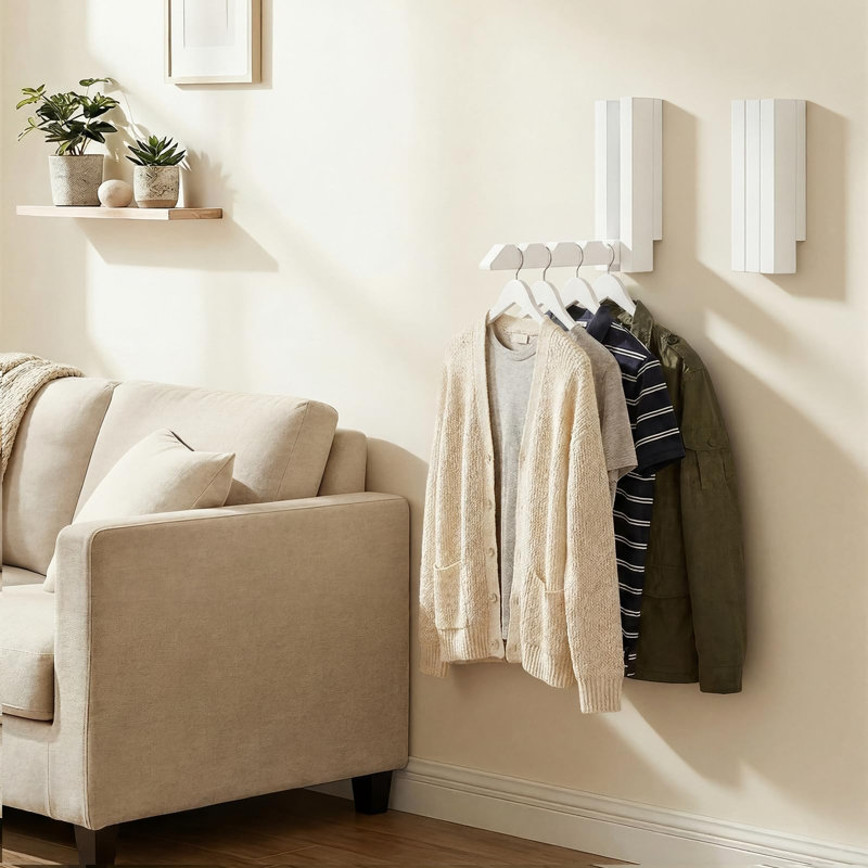 Ensemble de 2 paniers à linge muraux, blanc, Blanc