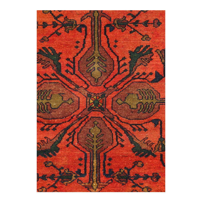 Kuth Cotton Oriental Area Rug in Rust
