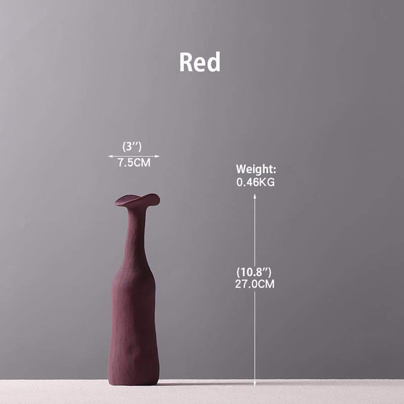 Paso Handmade Ceramic Table Vase, Red, 10.8" H x 3" W x 3" D