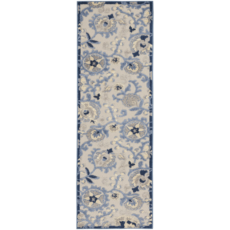 Floral Indoor / Outdoor Rug, Runner 2' x 6'