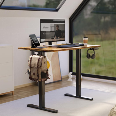Bureau debout électrique à hauteur ajustable avec crochets