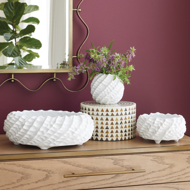 Cadoret Bowl, 3.5" H x 7" W x 7" D, Matte White