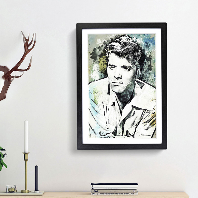 Burt Lancaster in Abstract - Picture Frame Graphic Art Print, 48cm H x 36cm W x 2cm D, Black Framed