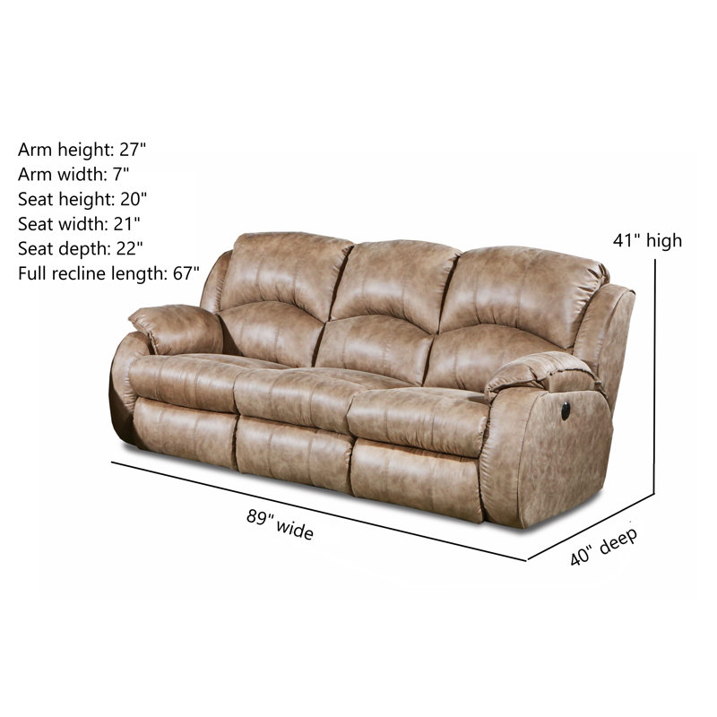 Cagney Upholstered 89'' Power Reclining Sofa, River Run Vintage Polyester