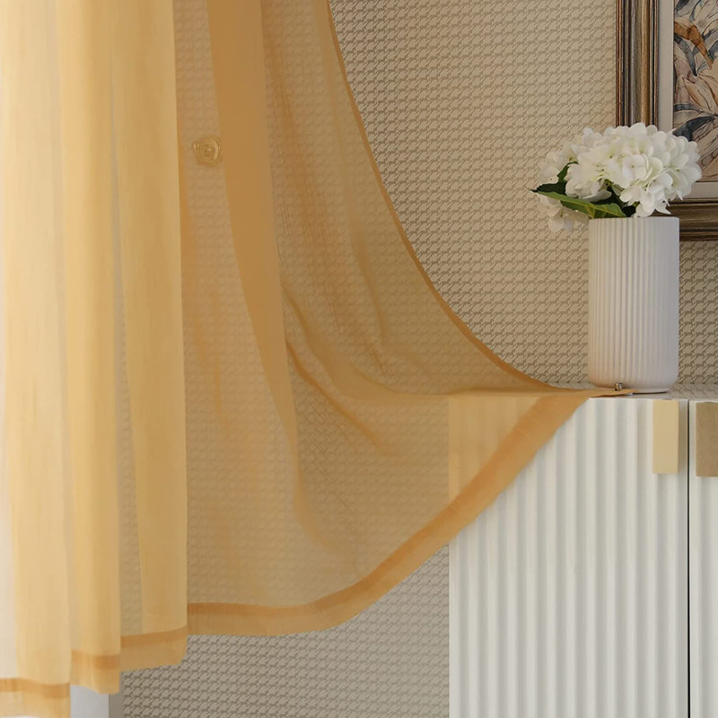 Shetler Sheer Curtain Pair, 52" W x 84" L, Gold