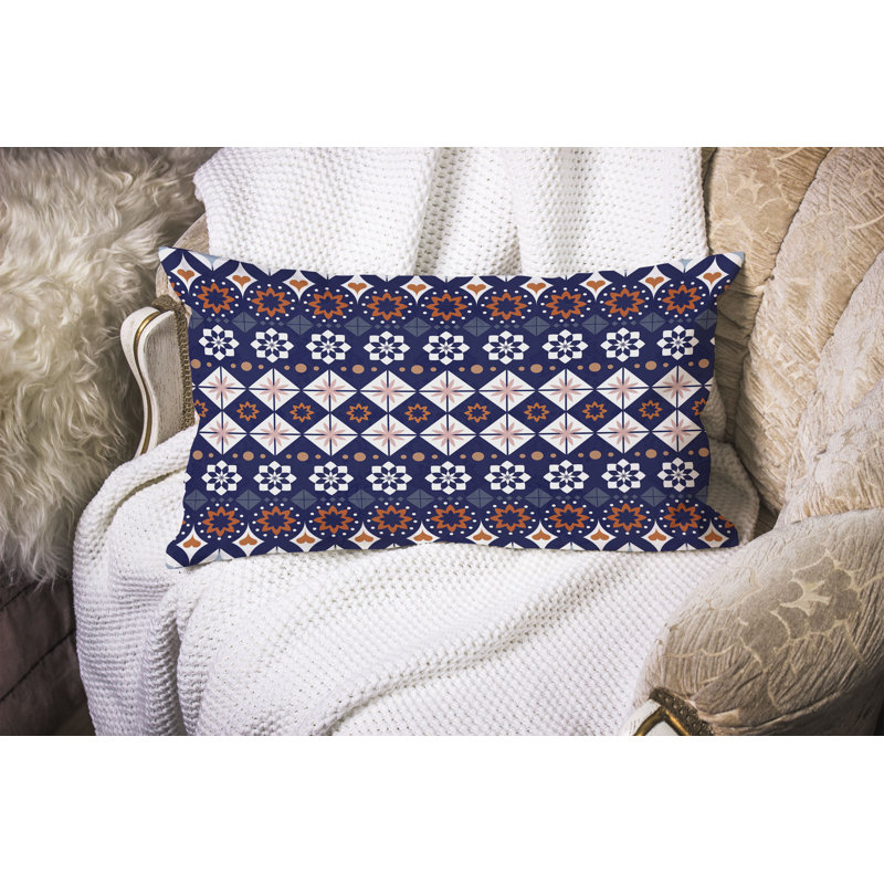 Shape Synergy  Rectangular Throw Pillow, Blue/White