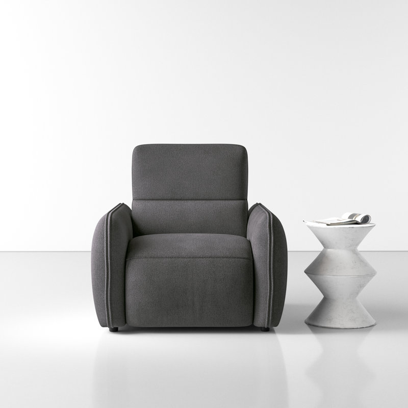 Pompeo Upholstered Recliner Armchair, Elite Charcoal Gray Boucle