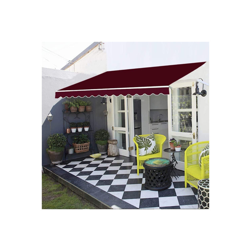 Dakota Fields 250cm W x 250cm D Fabric Wine Red Cover Retractable Patio Awning