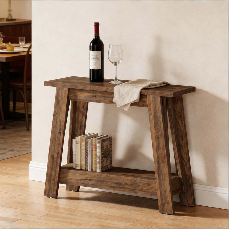 Rustic Console Table,2-Tier Entryway Table,Narrow Sofa Table