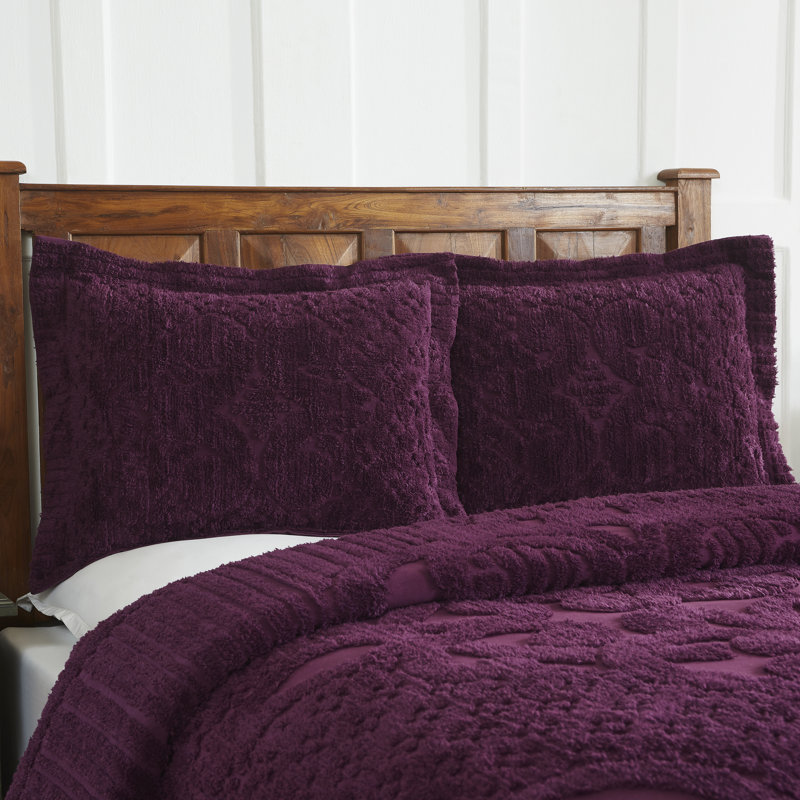 Taie décorative touffetée en chenille 100% coton de la collection Ashton, conception en médaillon, respirante et douce, certifiée OEKO-TEX, lavable à la machine, toutes saisons, 21 po x 27 po, gris