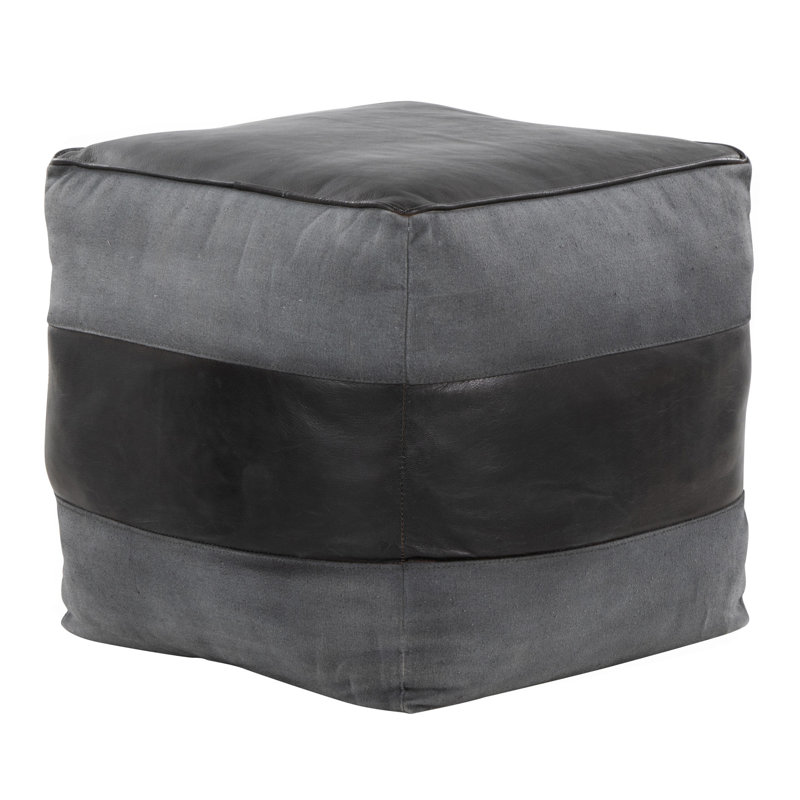 Toile en cuir noir et toile grise, Gris