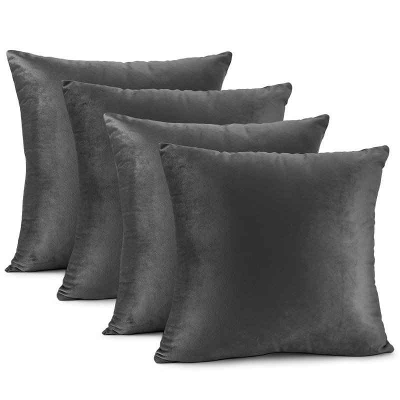 Velvet Reversible Pillow Cover, Charcoal Stone Gray, 24"H x 24"W