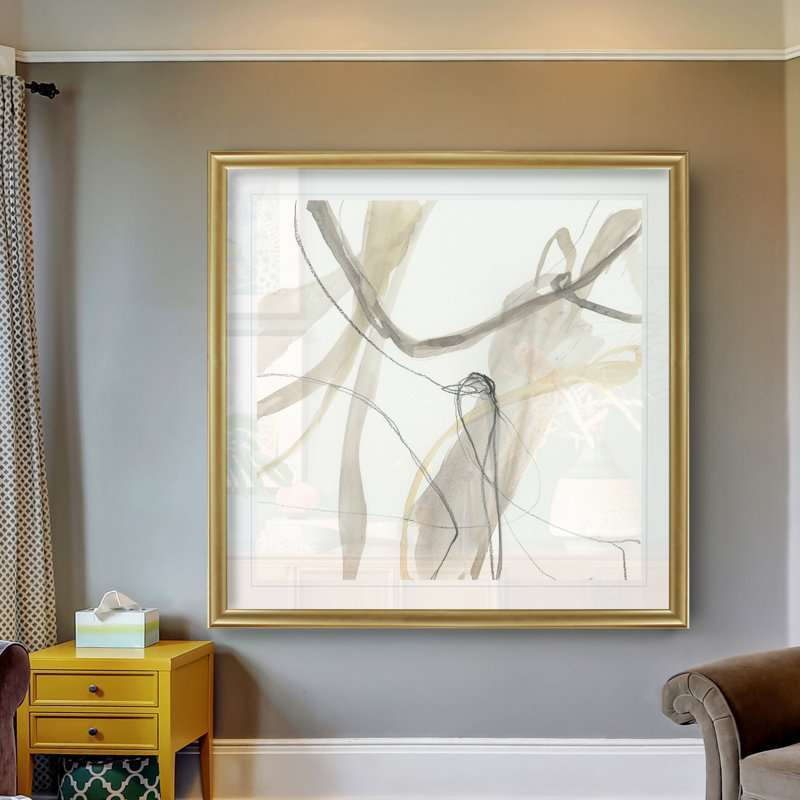 Neutral Momentum III, peinture sur toile, Impression encadrée, H 34,5 po x l 34,5 po x P 1,5 po, Doré