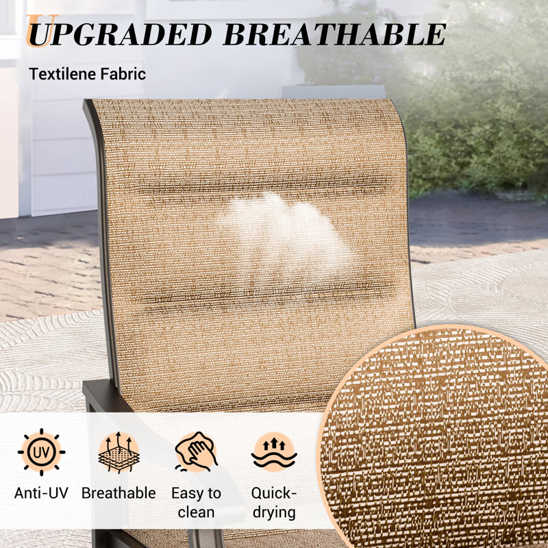 7-Piece Outdoor Swivel Patio Dining Sets, 360° Rotation Metal Frame Patio Chairs with Thickened Teslin Fabric, Armrest Outdoor Dining Chairs for Deck, Backyard