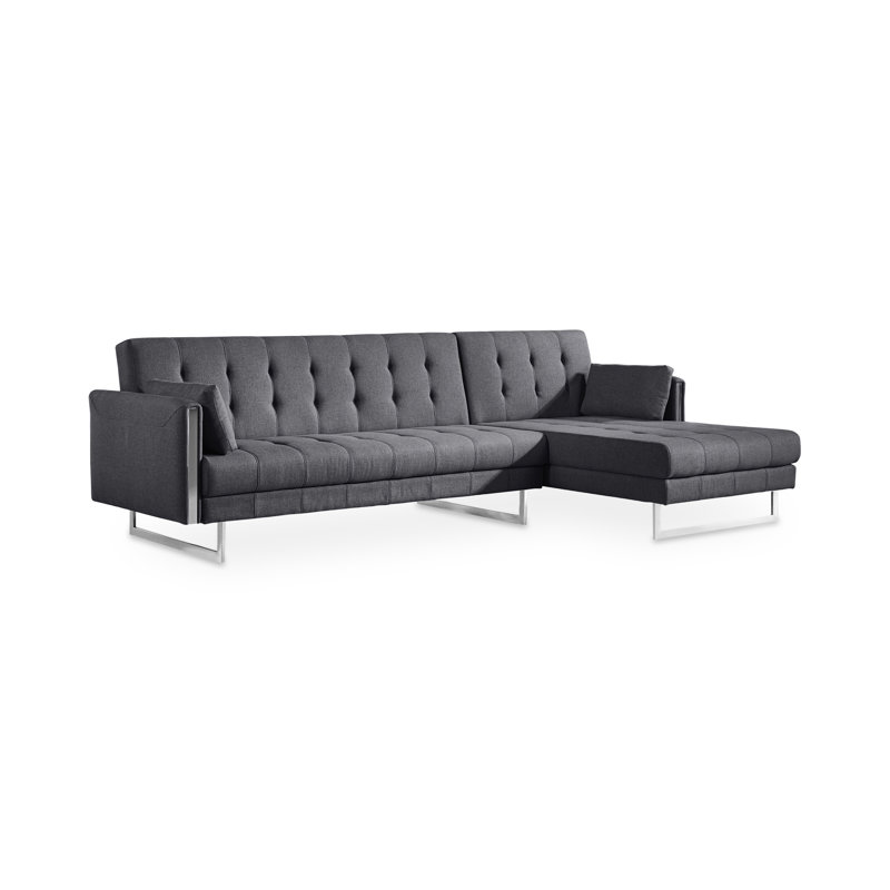 Canapé et chaise longue Delorme, Gris foncé, Orienté vers la droite