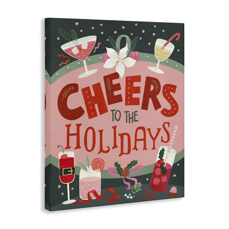«Cheers Festive Holiday Drinks», art mural par Laura Watson, H 20 po x l 16 po