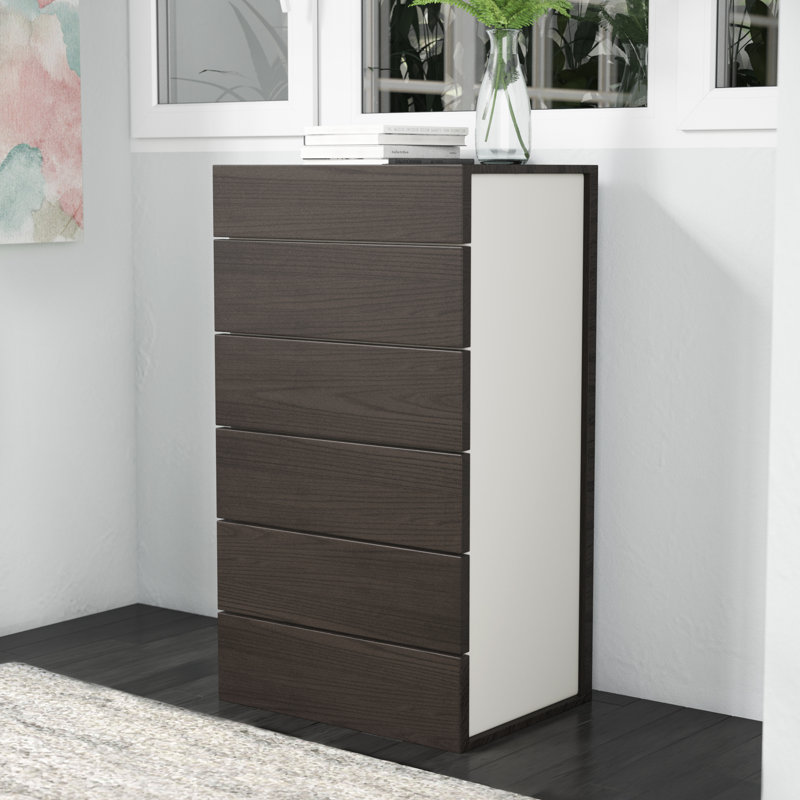 Mcgruder 23.6'' W 6 - Drawer Dresser, Brown/Red