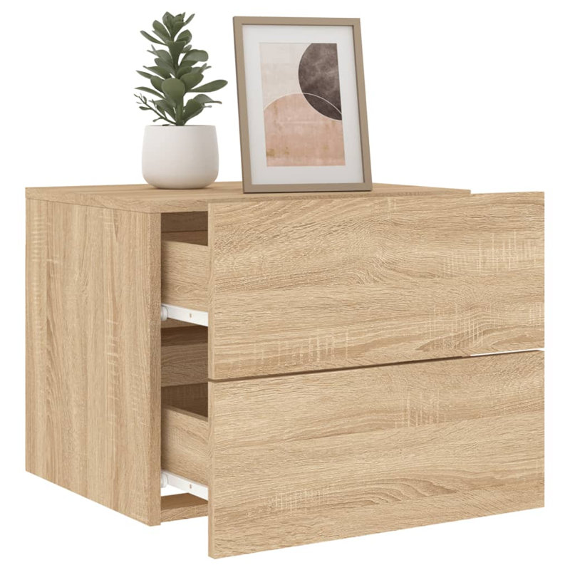 Bonts 50cm W Engineered Wood Bedside Table, Sonoma Oak, Set of 2
