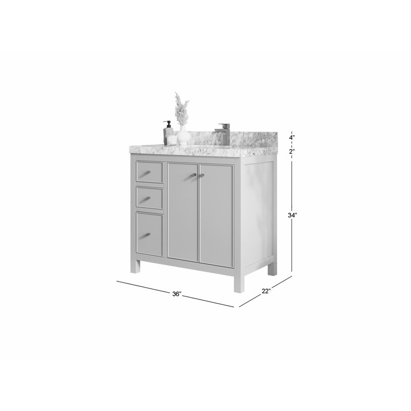 Meuble-lavabo simple 36 po avec plateau Bronya