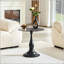 Table d'appoint moderne noir mat avec plateau en verre trempé