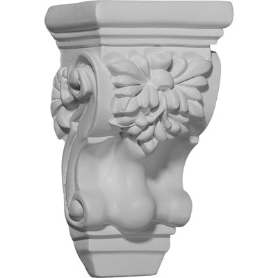 Endurathane Scroll Leaf Corbel, 3 7/8"W x 1 1/4"D x 5 1/4"H, Factory Primed (2-Pack)