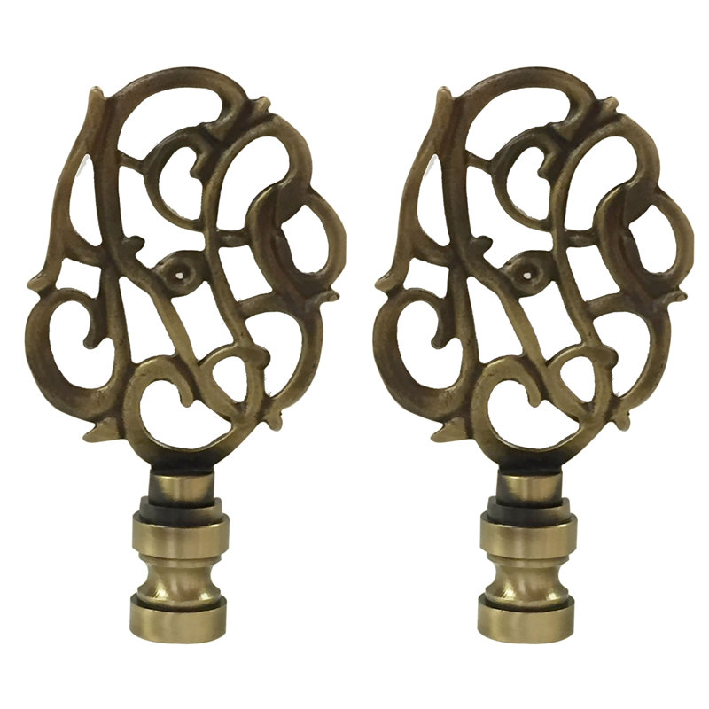 Faîteau lampe florale sculptée à la main, Laiton antique