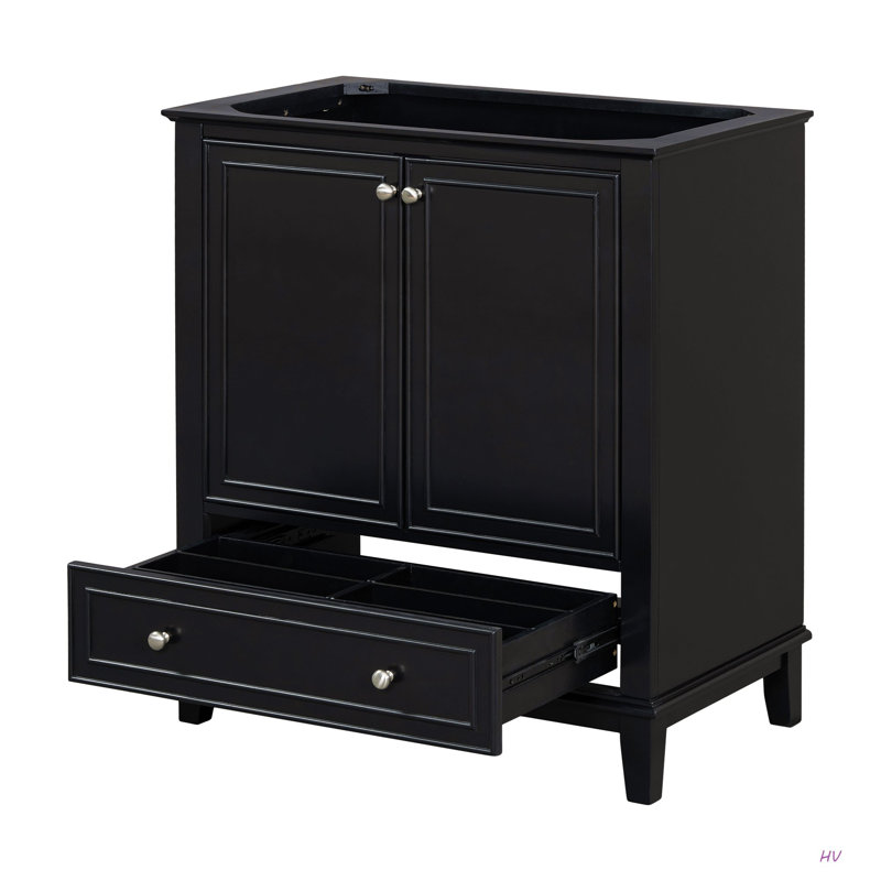 Meuble-lavabo 30 po sans lavabo, base seulement, armoire de salle de bain multifonctionnelle avec portes et tiroir, cadre solide et panneau de fibres à densité moyenne