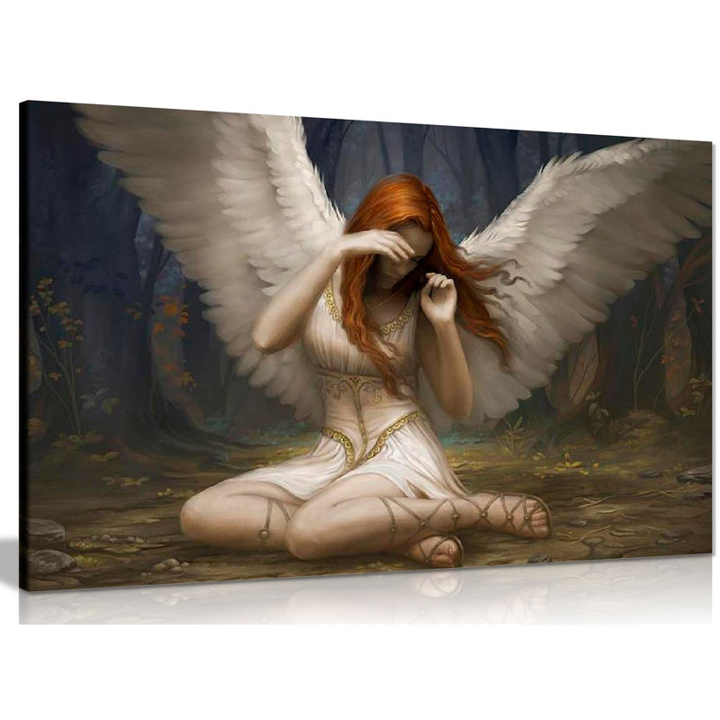 Angel Weeping Fantasy - Wrapped Canvas Print, 41cm H x 61cm W