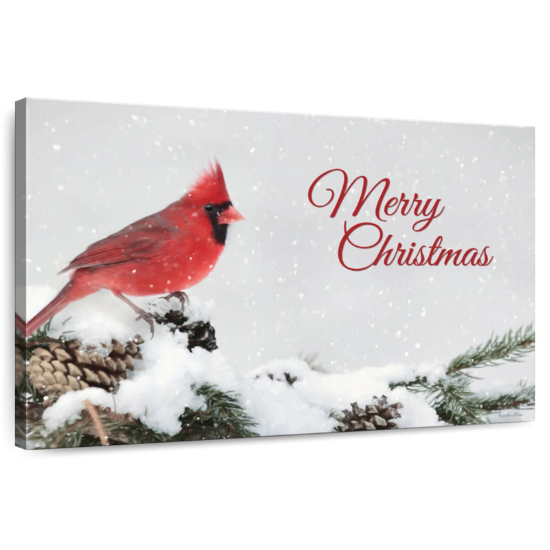 Cardinal Lelend Merry Christmas, H 34 po x l 51 po