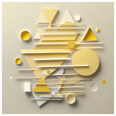 Tapisserie murale formes géométriques jaunes - Décoration murale géométrique