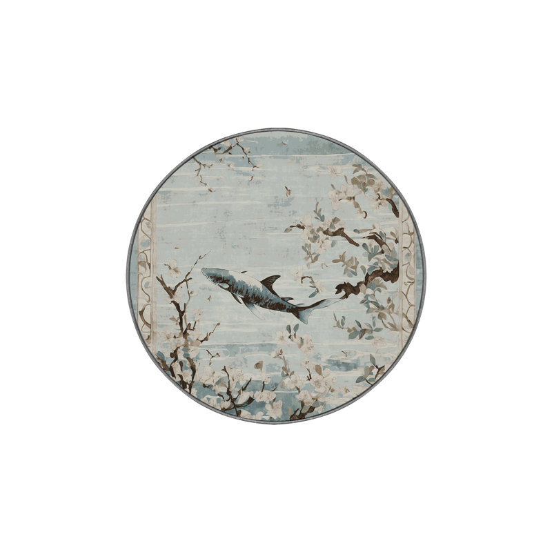 Machine Washable Gray Area Rug, Round 7'