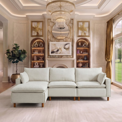 108.5" Modern Modular L-Shape Sectional Sofa with Movable Ottoman