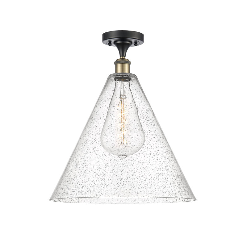 Plafonnier semi-encastré 1 lumière Amabl, Ampoule non incluse, H 18,75 po x l 16 po x P 16 po, Noir / laiton antique