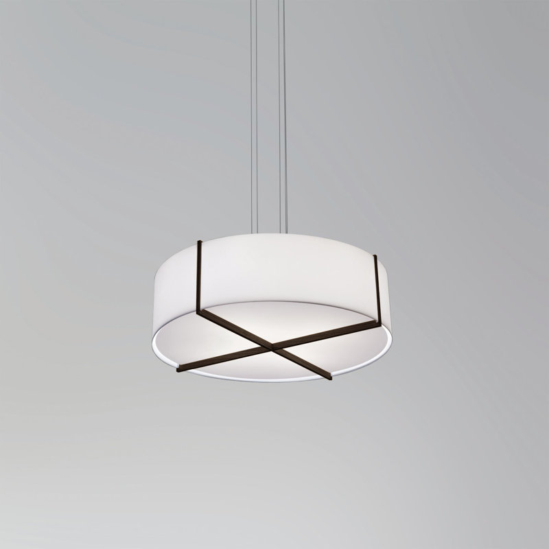 Plura 2 - Light Chandelier, Frosted Polymer, 6.37" H x 24" W x 24" D, Dark Stained Walnut