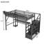 Lit mezzanine double en métal avec station de charge et éclairage à DEL RVB pour les adolescents-134061723
