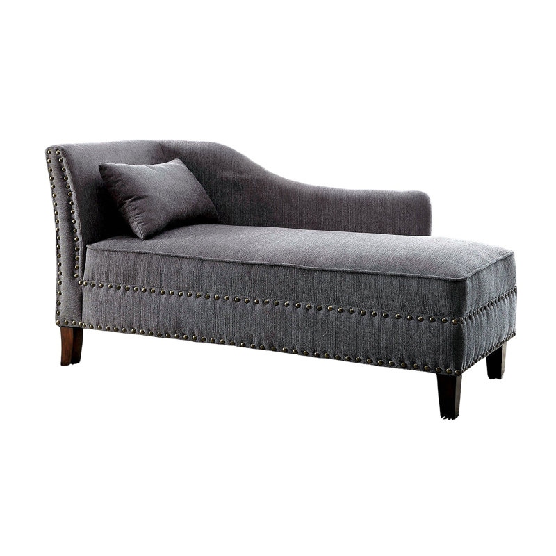 Méridienne en tissu avec garniture cloutée et garniture cloutée 1pc, Grey