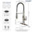 MASO Touchless Spring Kitchen Faucet with Pull-Down Sprayer, Fahrenheit Temperature Display, 3 Spray Modes, 360° Swivel, Single Handle for RV, Farmhouse, Camper, Laundry & Bar,Brushed Nickel-125898244